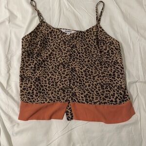 BB Dakota Leopard Print Camisole with Orange Trim